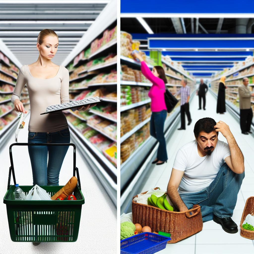 Shop for groceries with a list to avoid overspending.