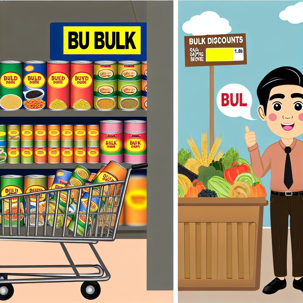 Buy in bulk for non-perishable goods to save money.