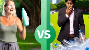 Use a reusable water bottle instead of buying bottled water.