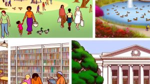 Use free public resources like libraries and parks.
