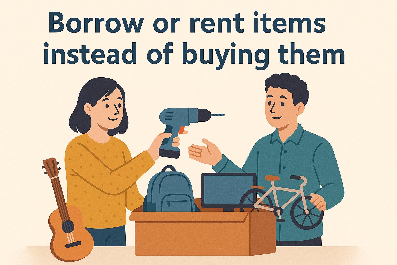 Borrow or rent items instead of buying them.