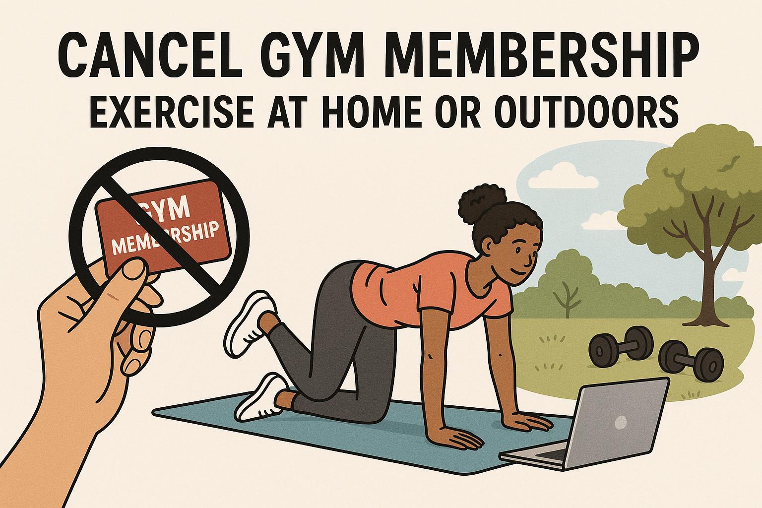 Cancel gym memberships and exercise at home or outdoors.