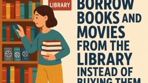 Borrow books and movies from the library instead of buying them.