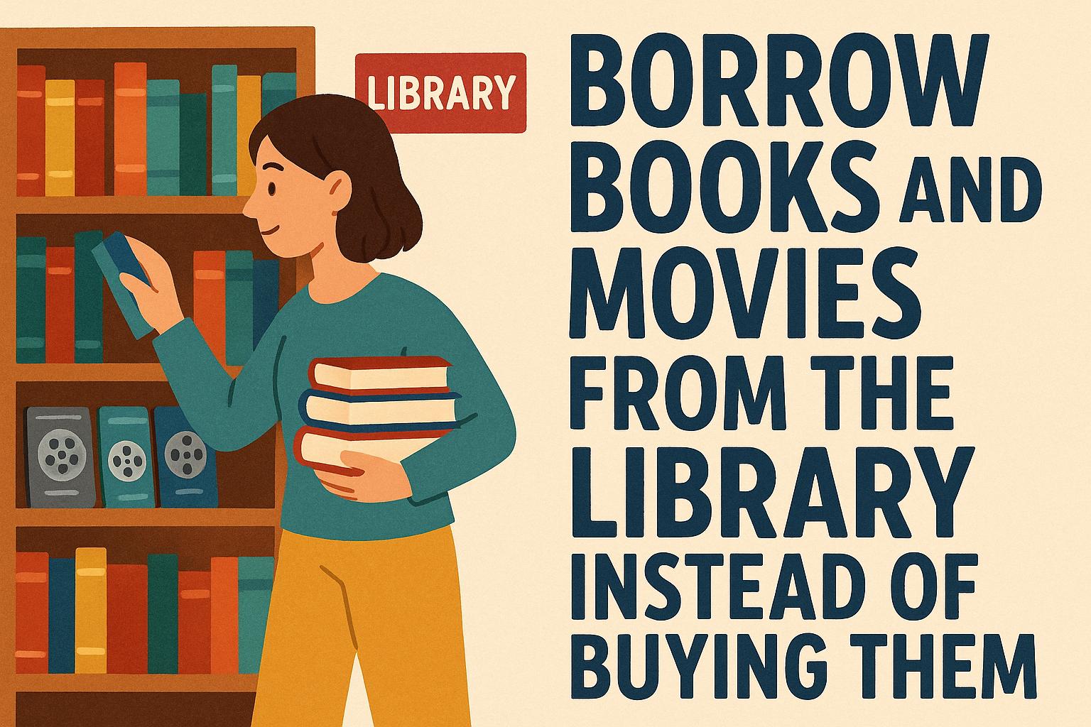 Borrow books and movies from the library instead of buying them.
