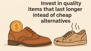 Invest in quality items that last longer instead of cheap alternatives.