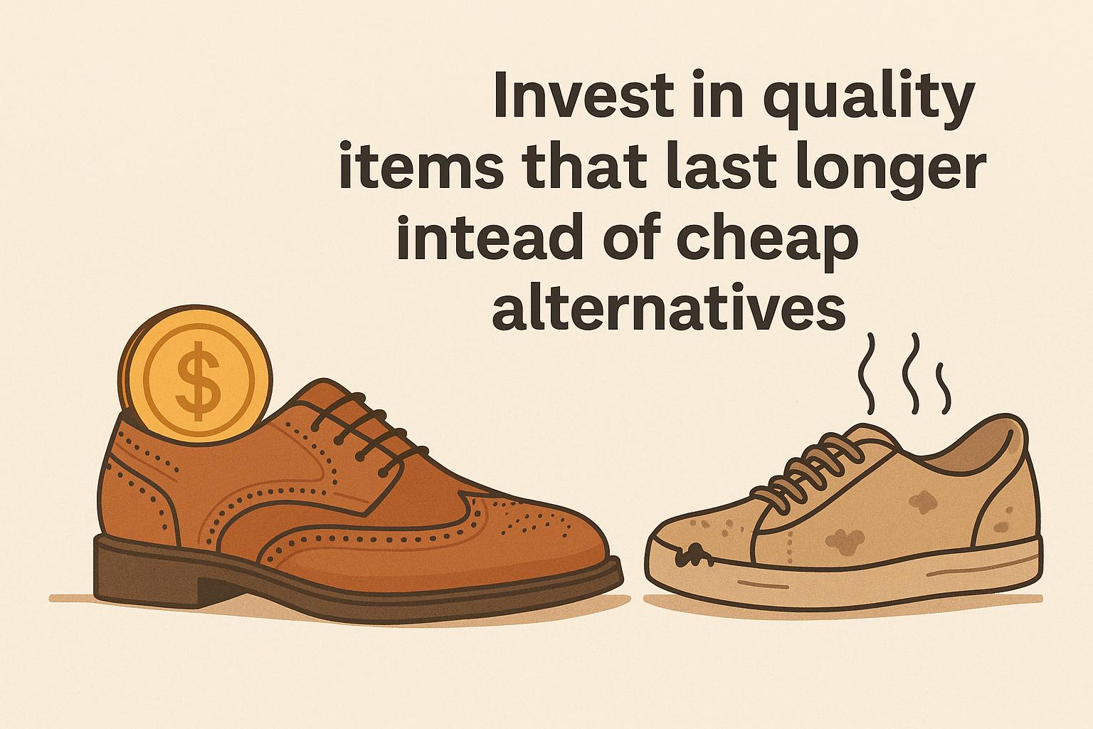 Invest in quality items that last longer instead of cheap alternatives.