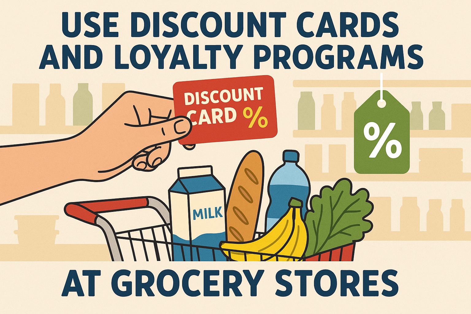 Use discount cards and loyalty programs at grocery stores.